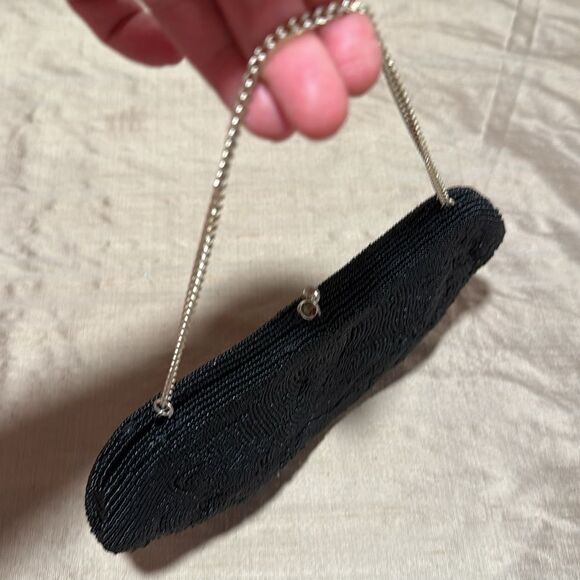 Vintage Emson Handmade Japanese Black Beaded Clutch Evening Bag - Picture 5 of 7